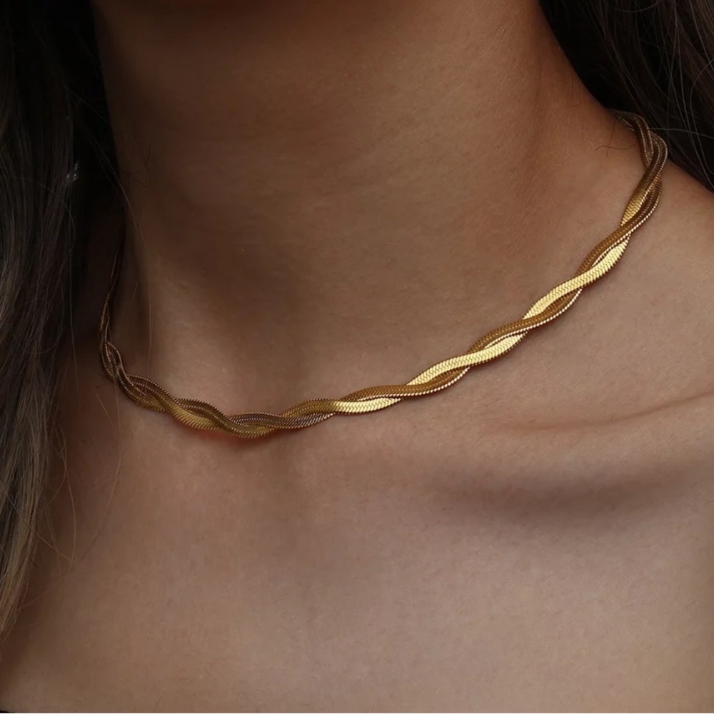 New 18K Gold Double Layer Snake Chain Necklace, nice Necklace, cute Necklace